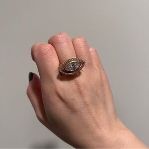 NEW Diamonique Silver Marquise Diamond Cocktail Ring